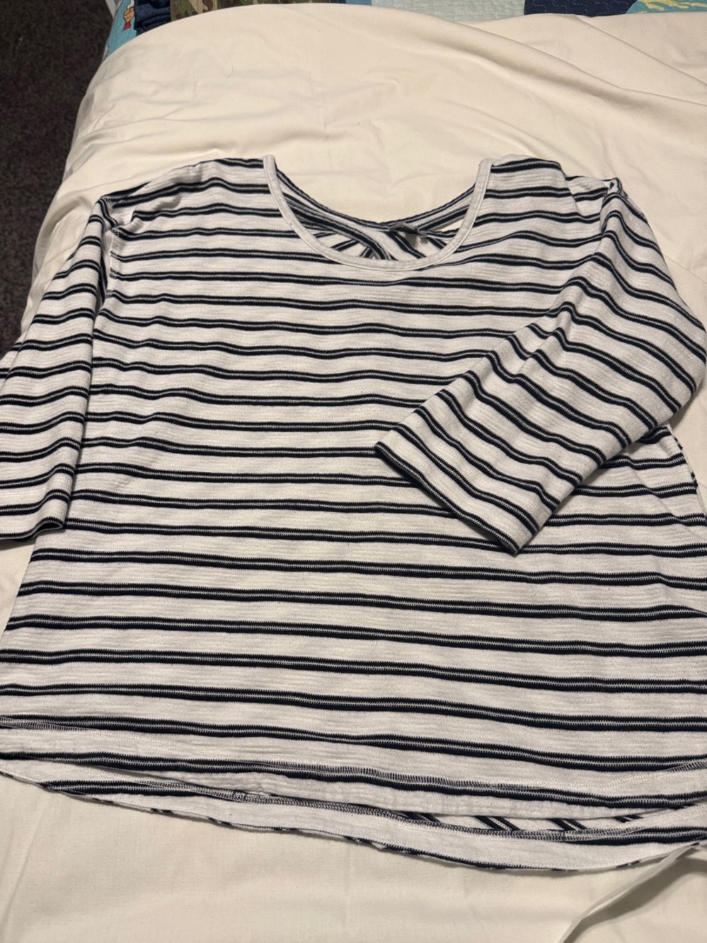 Talbots Navy and White Striped Long Sleeve Tee
